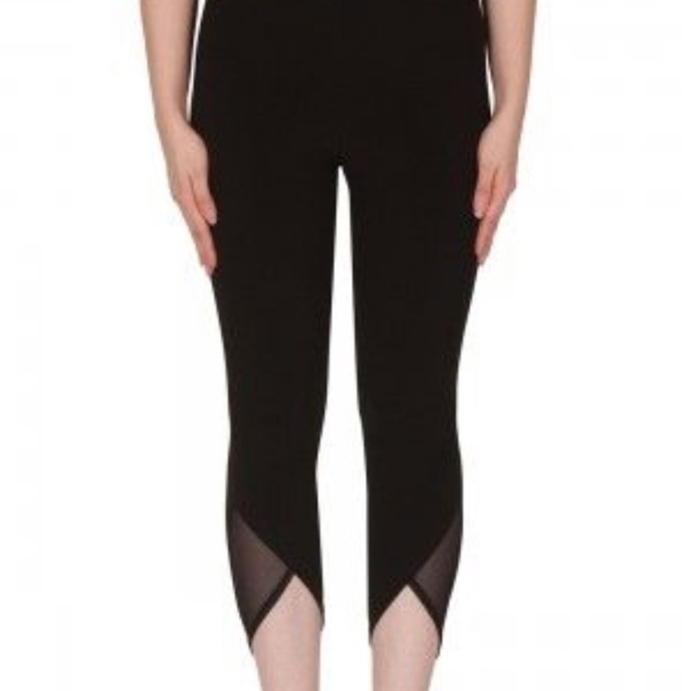 Joseph Ribkoff 172149 Black Mesh Ankle Leggings Size 16 NWT Made Canada